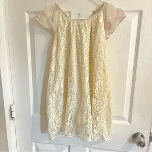 LoveShackFancy Girls Dress Cream Lace Short Sleeve Floral size Kids 10